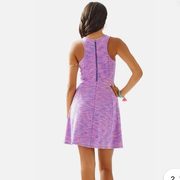 Lilly Pulitzer Size M Runaround‎ Stretch Fit Flare Dress Flamingo Pink Space Dye - Picture 6 of 11
